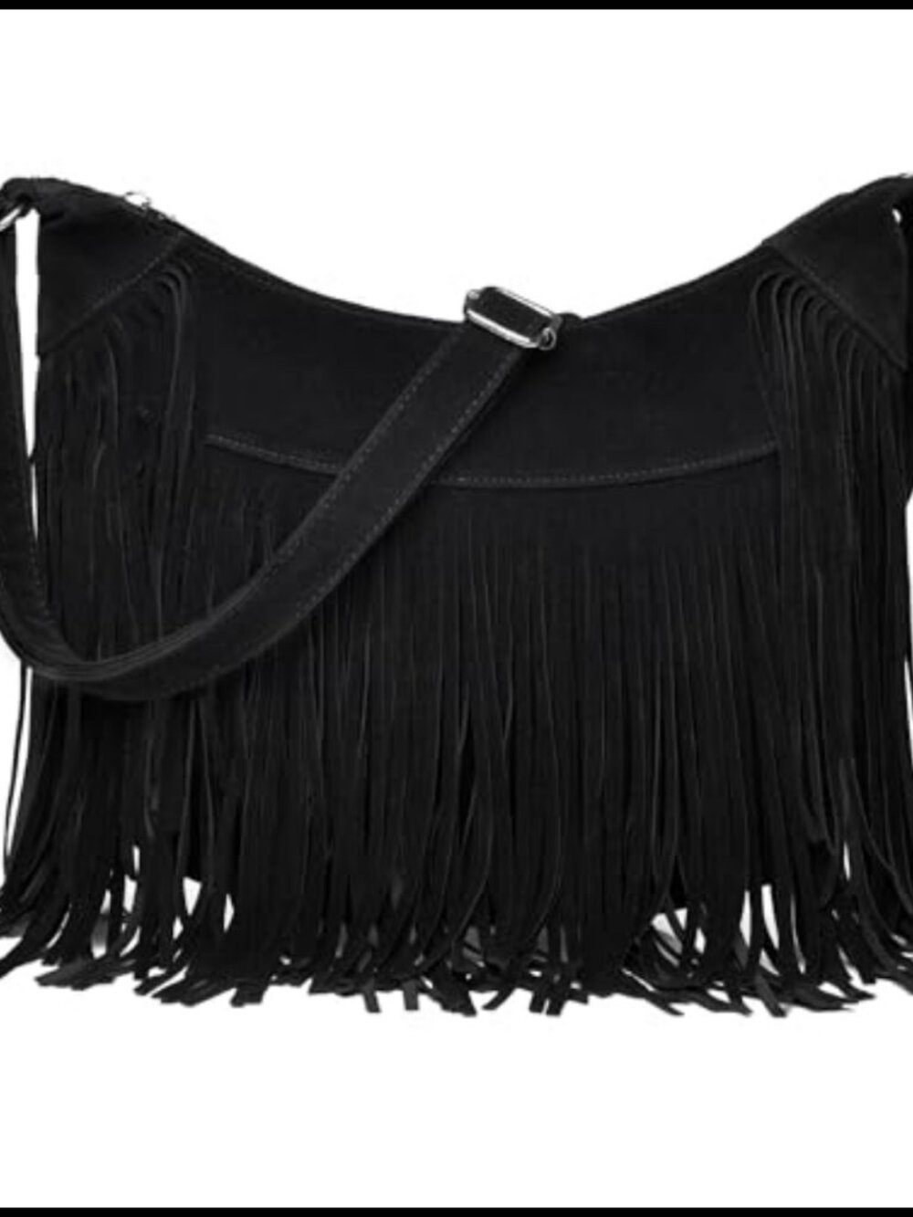 Vintage Vegan Suede Fringe Hobo Bag Crossbody Shoulder Purse Western